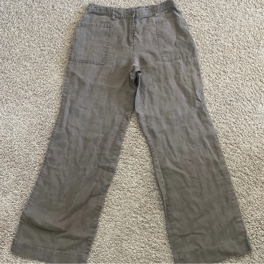 J.jill brown Linen pants size 6 cropped